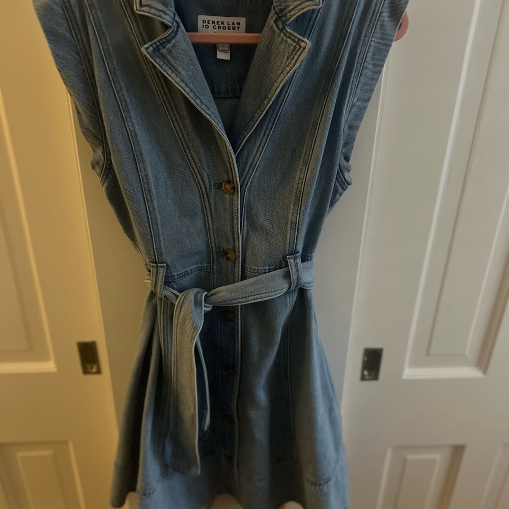 Derek Lam Blue Buttoned Sleeveless Midi Dress